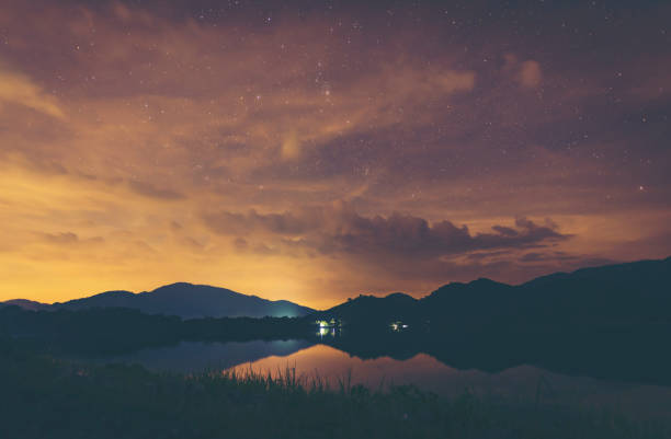 istock landscape night sky over the lake 879845646