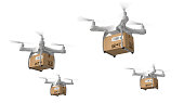 Delivery drones flying