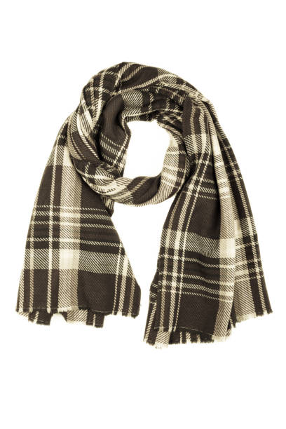 istock Beige wool scarf isolated on white background. 879879374