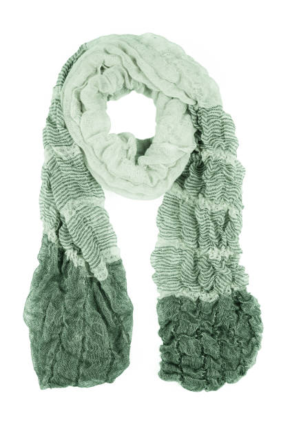 istock Green wool scarf isolated on white background. 879879424
