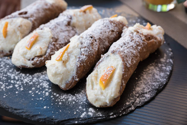 istock Sicilian cannoli with ricotta and candied 879897810