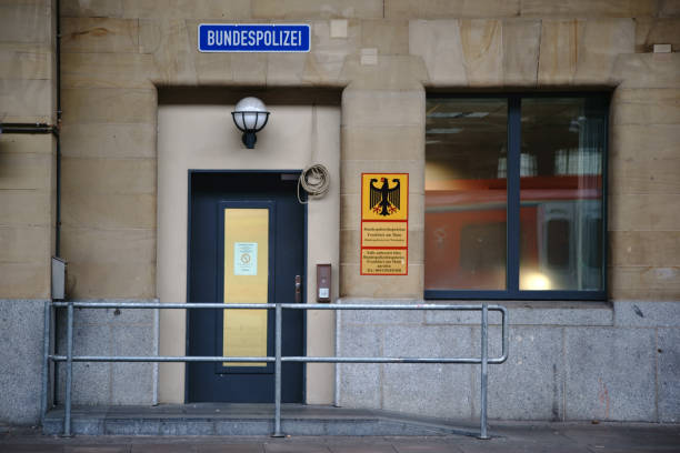 Wiesbaden, Germany - October 28, 2017: The Federal Police station of the Federal Police Wiesbaden in Wiesbaden main station on October 28, 2017 in Wiesbaden.