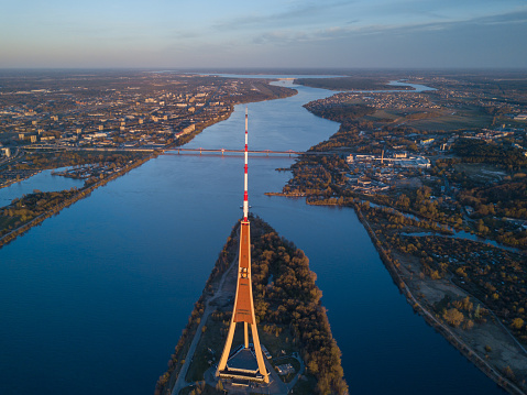 TV tower. Riga, capital of Latvia. Aerial view.