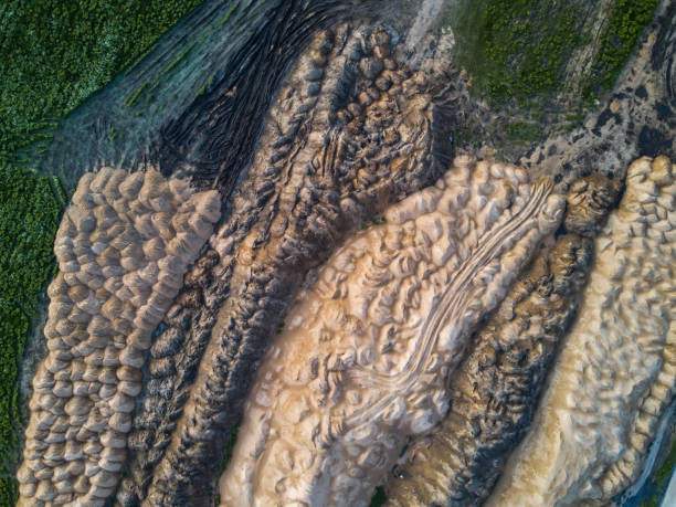 istock Construction, Pile of sand, aerial view. 879922282