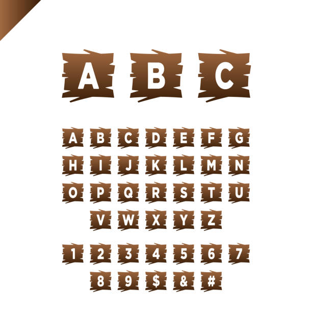 木製アルファベット文字とウッド テクスチャ領域の数字ブロック。abc テキスト メッセージ、タイトルまたはロゴ デザインのフォントです。白背景 - text wood alphabet nature点のイラスト素材／クリップアート素材／マンガ素材／アイコン素材