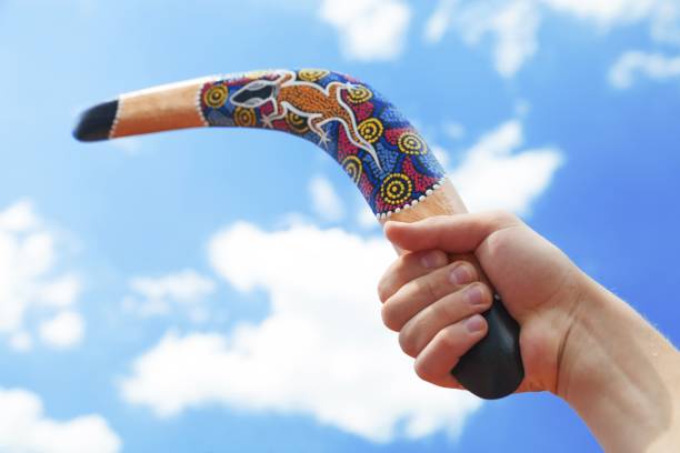 boomerang. - aborigine australian culture boomerang isolated foto e immagini stock