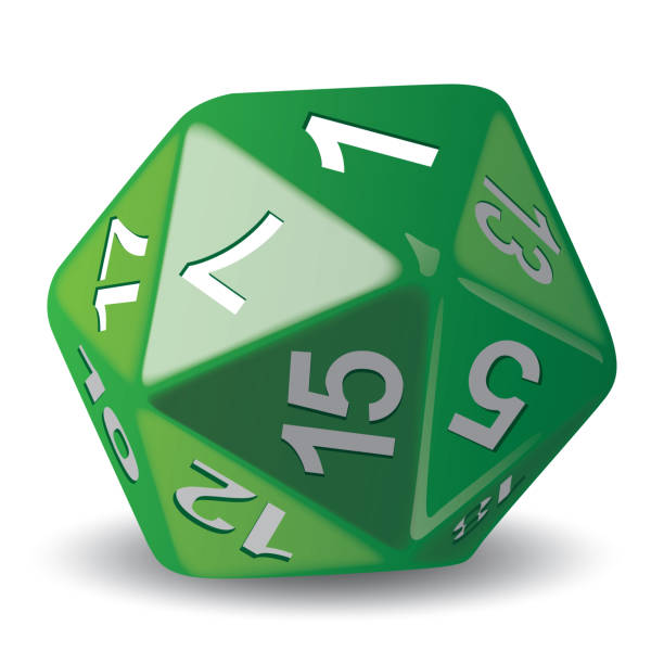 istock Illustration object given of 20 faces green, for role playing game, piece of game. Ideal for catalogs game instructions 879946812