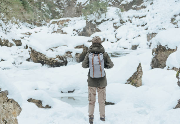 istock Hiker woman in winter. 879946934
