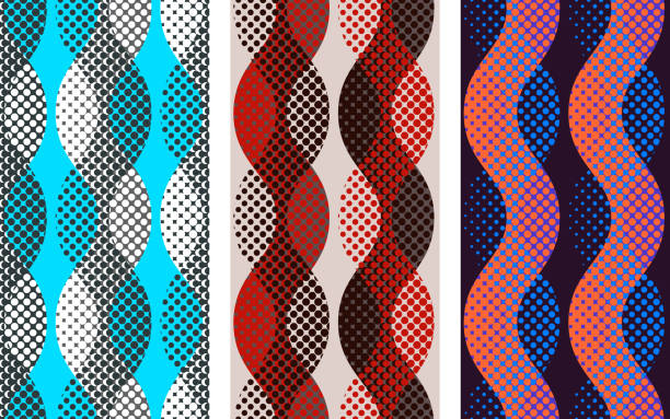 Abstract seamless pattern set. Pixelated waves motif background geometric shapes. Print imitation illustration Abstract seamless pattern set. Pixelated waves motif background geometric shapes. Print imitation illustration rasterized stock illustrations