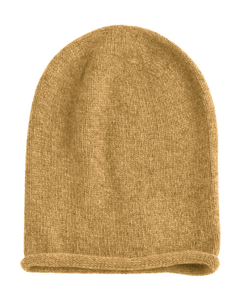 istock Honey beige long beannie autumn hat isolated 879969732