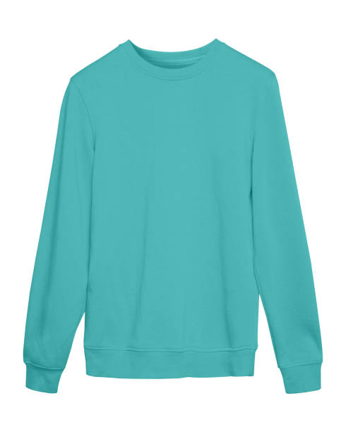 istock Azure cyan blue sport blank sweatshirt isolated on white 879969746