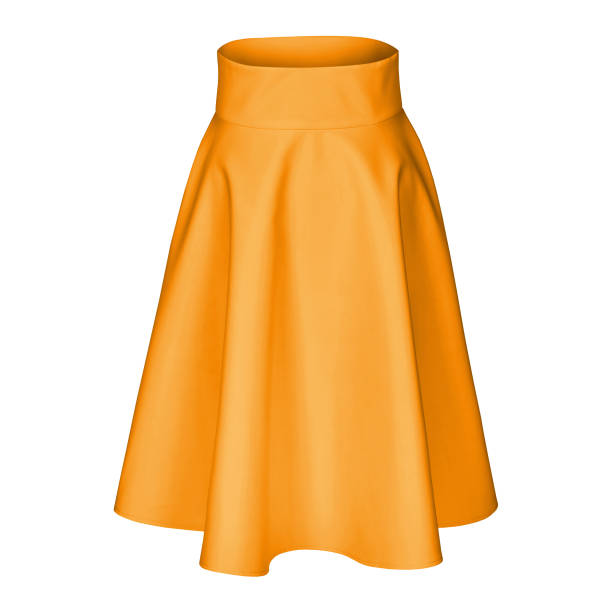 istock Modern midi orange tangerine  silk satin skirt isolated on white 879969752