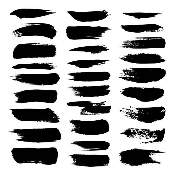 ilustrações de stock, clip art, desenhos animados e ícones de texture strokes thick paint isolated on white background - paint strokes