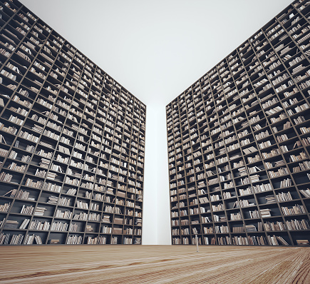 Stack of Books - Concrete Background - 3D Rendering