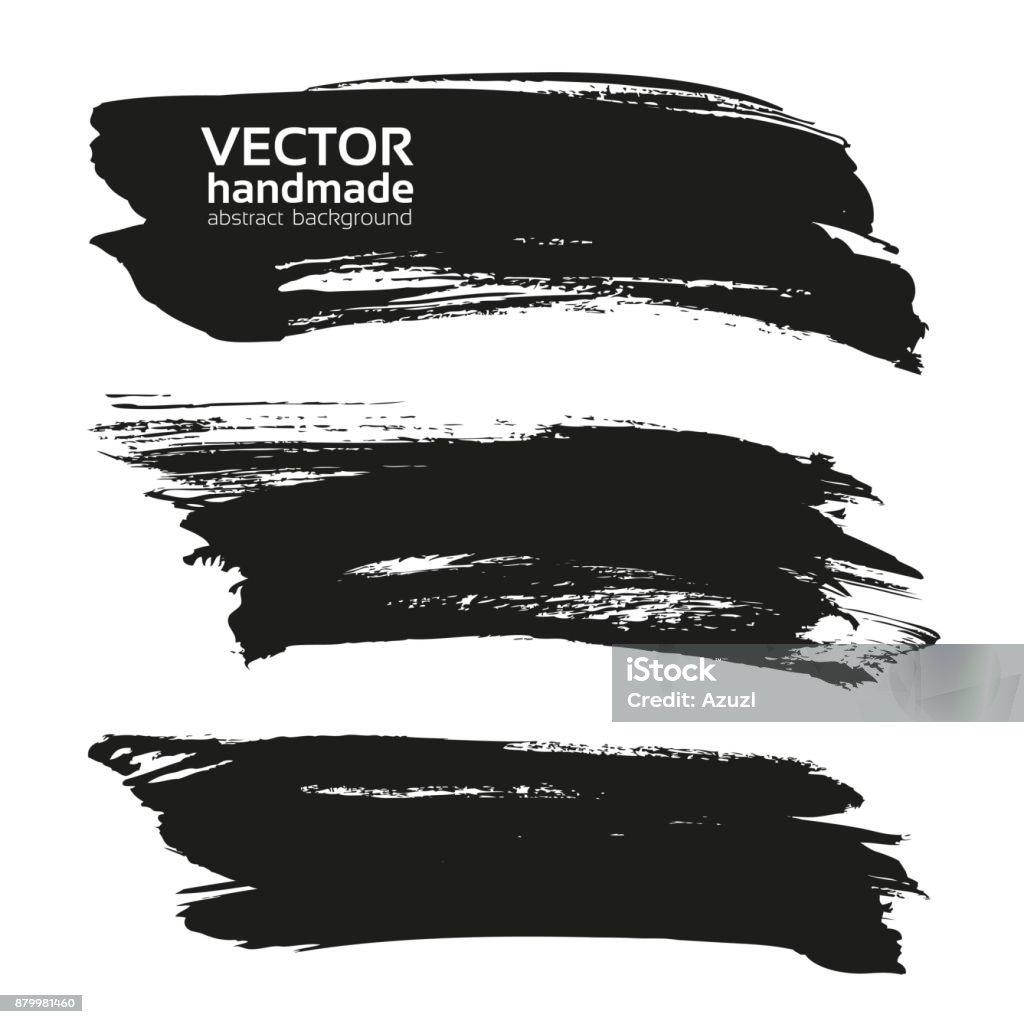 Abstrakte große schwarze lange strukturierte Schläge isoliert auf weißem Hintergrund - Lizenzfrei Malfarbe Vektorgrafik