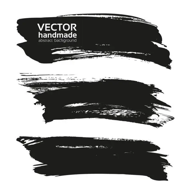 Vector illustration of Abstract big black long textured strokes isolated on a white background