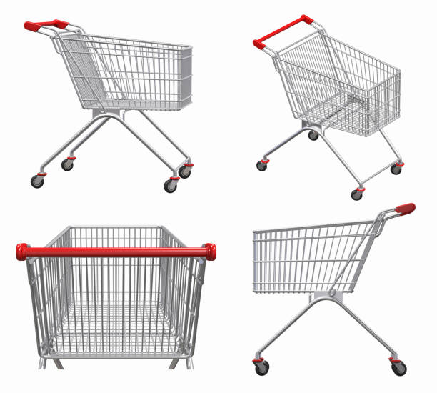 istock Cart for shopping, market, 3d render illustration 879981568