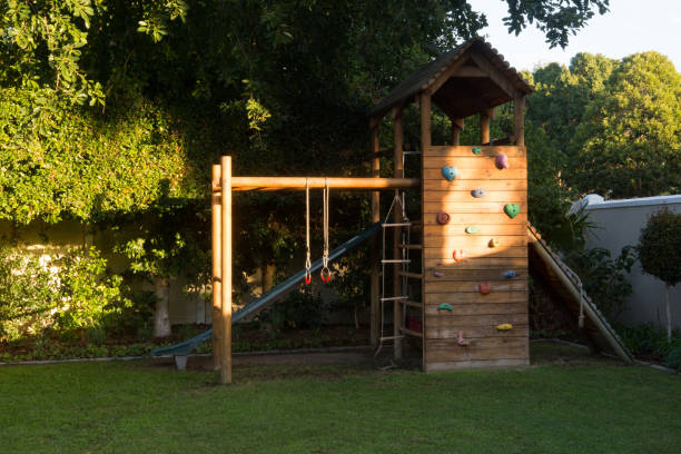 istock Playground equipment in garden 879989302