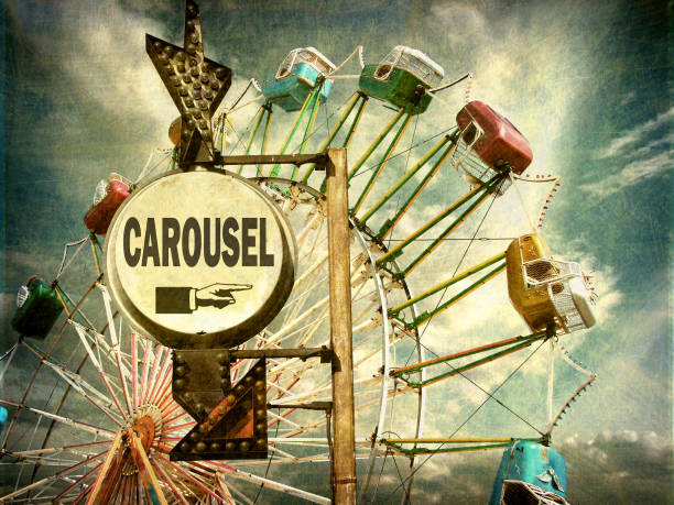 sinal de carrossel - ferris wheel carnival wheel amusement park ride - fotografias e filmes do acervo