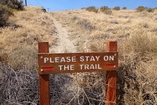 hiking trail warning sign