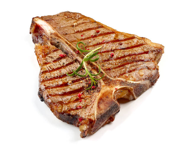 freshly grilled T bone steak freshly grilled T bone steak isolated on white background t bone steak stock pictures, royalty-free photos & images