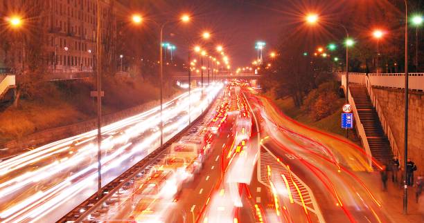 istock Evening traffic. The city lights. Motion blur. 880023532