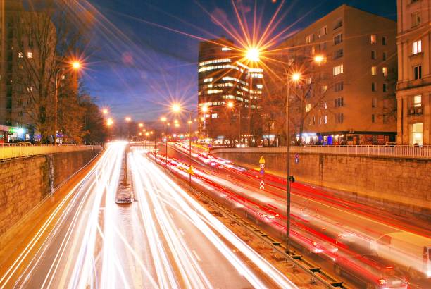 istock Evening traffic. The city lights. Motion blur. 880025976