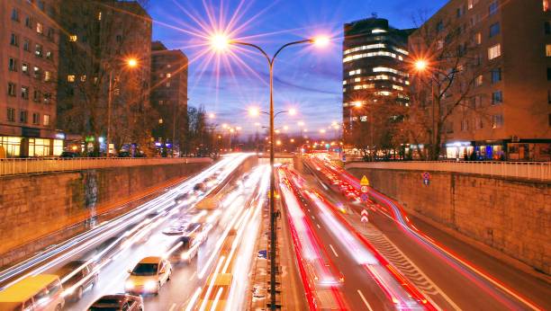 istock Evening traffic. The city lights. Motion blur. 880030572