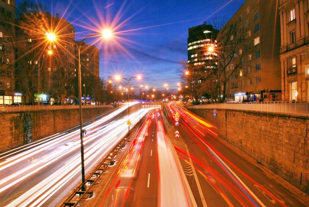 istock Evening traffic. The city lights. Motion blur. 880031090