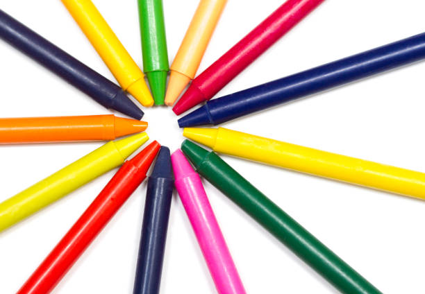 istock Spoke Design with Colorful Crayons, White Background 880097770