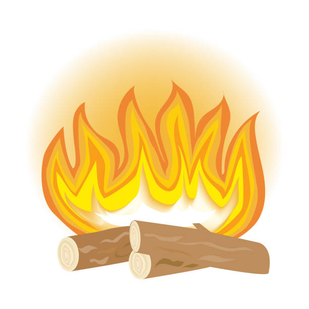 flamme. das feuer des holzes. brennendes feuer. vektor-illustration. - campfire coal burning flame stock-grafiken, -clipart, -cartoons und -symbole