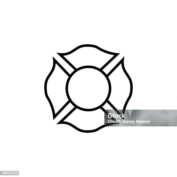 Vetores de Ícone Do Emblema De Bombeiro e mais imagens de Bombeiro - Bombeiro, Cruz - Objeto religioso, Logotipo