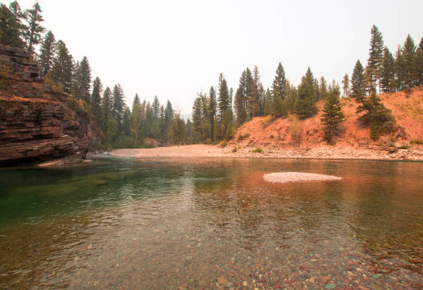 istock Confluence where the Flathead and Spotted Bear Rivers meet in the Bob Marshall wilderness area during the 2017 fall fires in Montana United States 880123896