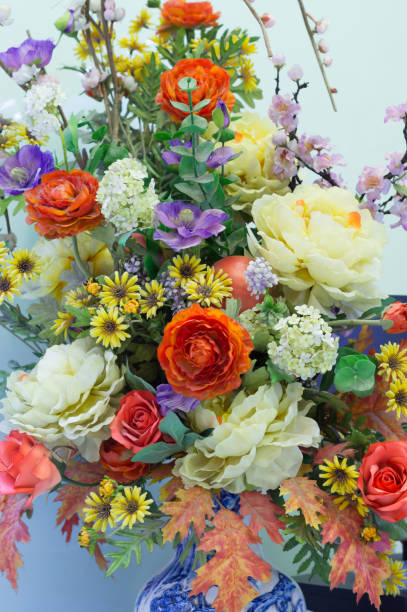 istock Colorful flowers in Chinese vase 880141600