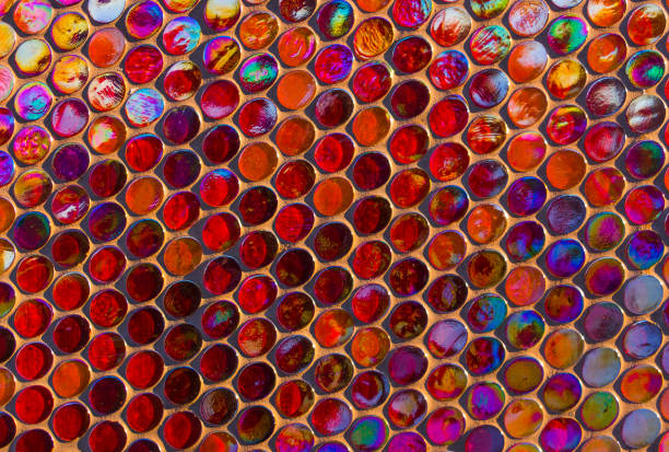 Modern glass mosaic tiles background close up