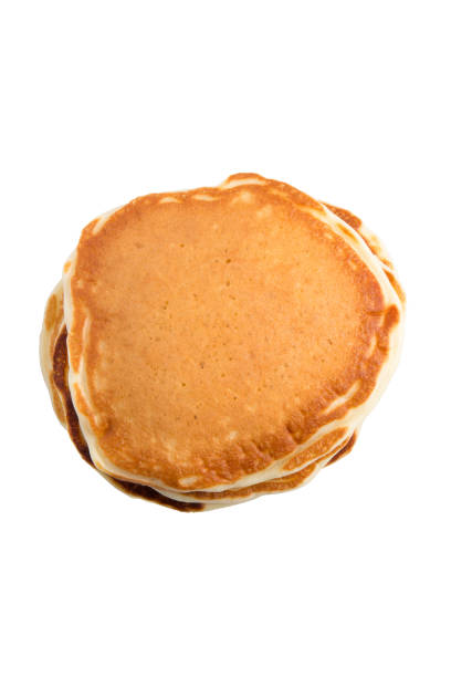 istock Pancakes isolated on white top view 880200586