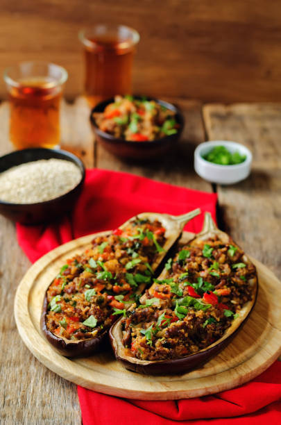 istock Minced meat quinoa vegetables stuffed eggplants 880205368