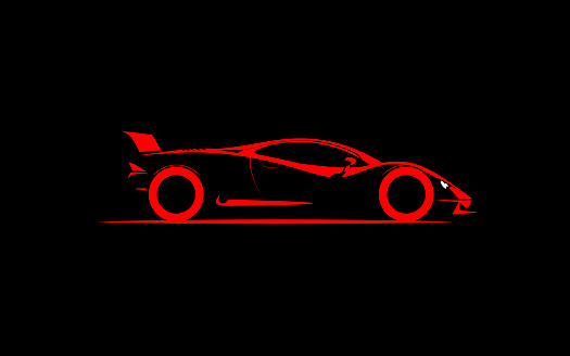 stylized simple drawing sport super car coupe side , vector illustration