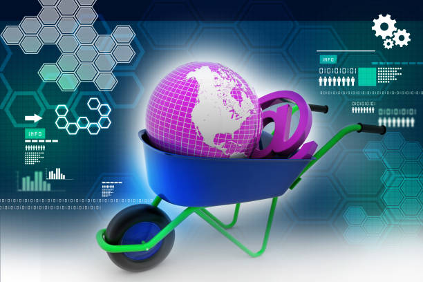 istock Wheelbarrow carrying earth and email sign 880229790