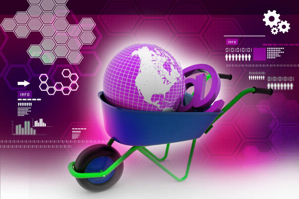 istock Wheelbarrow carrying earth and email sign 880264122