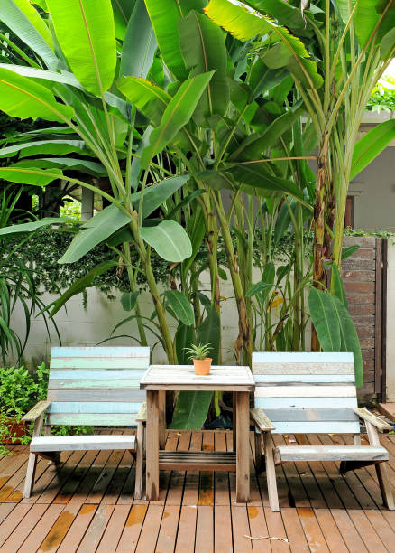 istock Wooden chairs and table 880271670