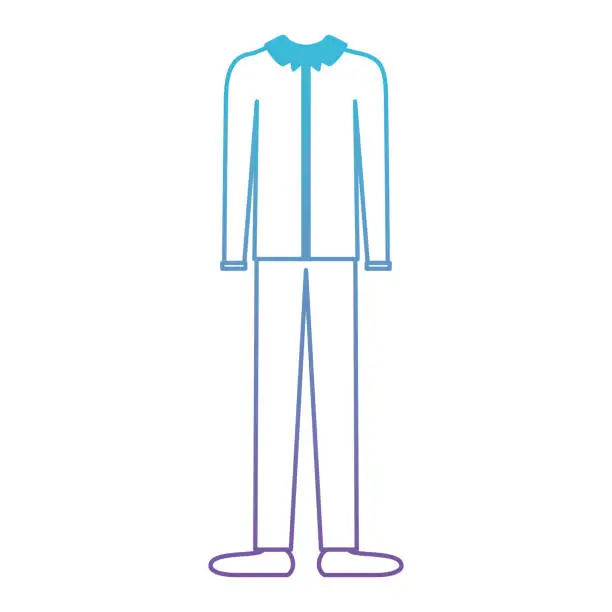 Vector illustration of male clothes with long sleeve shirt and pant and shoes in degraded blue to purple color contour