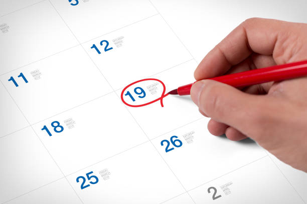 Mark on the calendar at March 19, 2016 stock photo