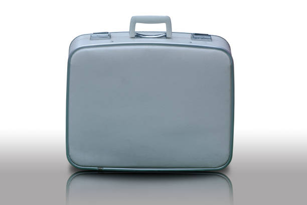 istock Nice vintage travel bag on white background with reflection 880277448
