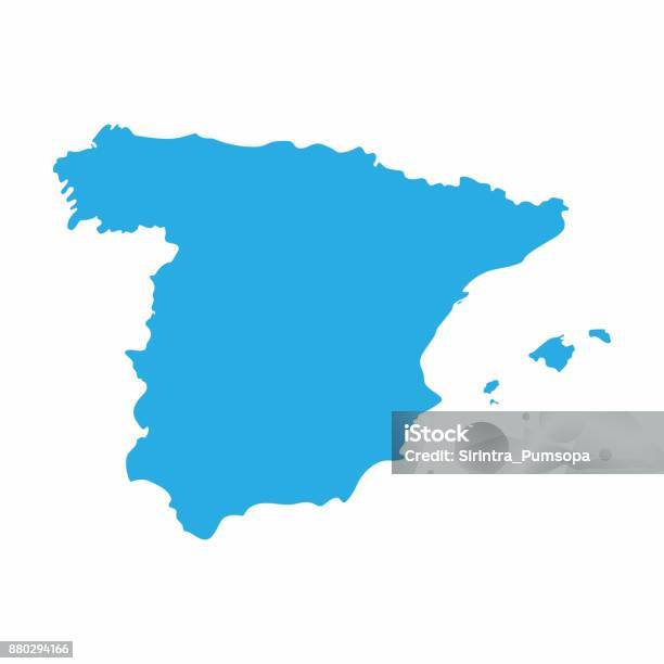 Spain Map On Blue Background Vector Illustration Stock Illustration - Download Image Now - Spain, Map, Vector