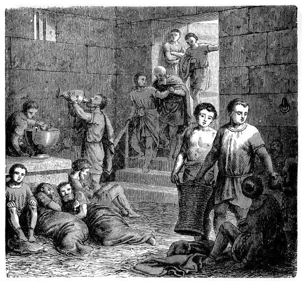 로마 노예 - dungeness stock illustrations