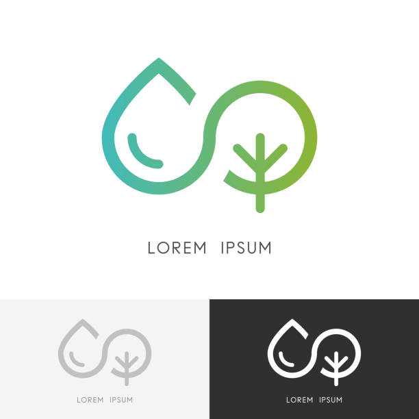 Infinity and nature - water and tree symbol Infinity and nature  - a drop of water and tree or plant symbol. Ecology, environment and agriculture vector icon. eternity symbol stock illustrations