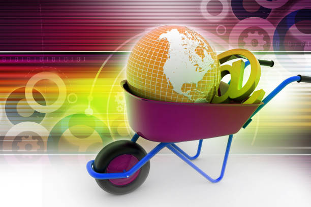 istock Wheelbarrow carrying earth and email sign 880308270