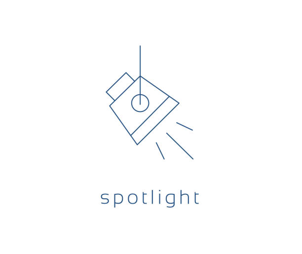 ilustraciones, imágenes clip art, dibujos animados e iconos de stock de icono de spotlight, luz de estudio vector icono - proyección continuada de luz