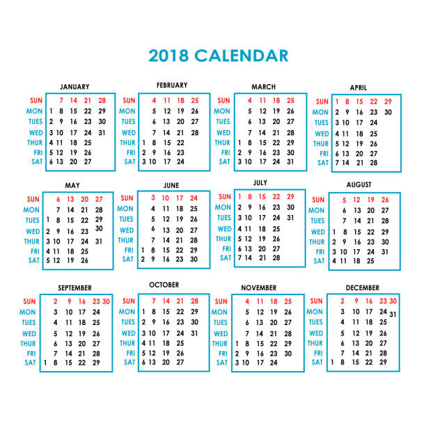 jahr 2018 kalender-vektor-design - april calendar 2012 time stock-grafiken, -clipart, -cartoons und -symbole